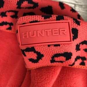 Hunter Fleece Boot Liners with Leopard Print Cuff Coral color Size XL/ US 4-6